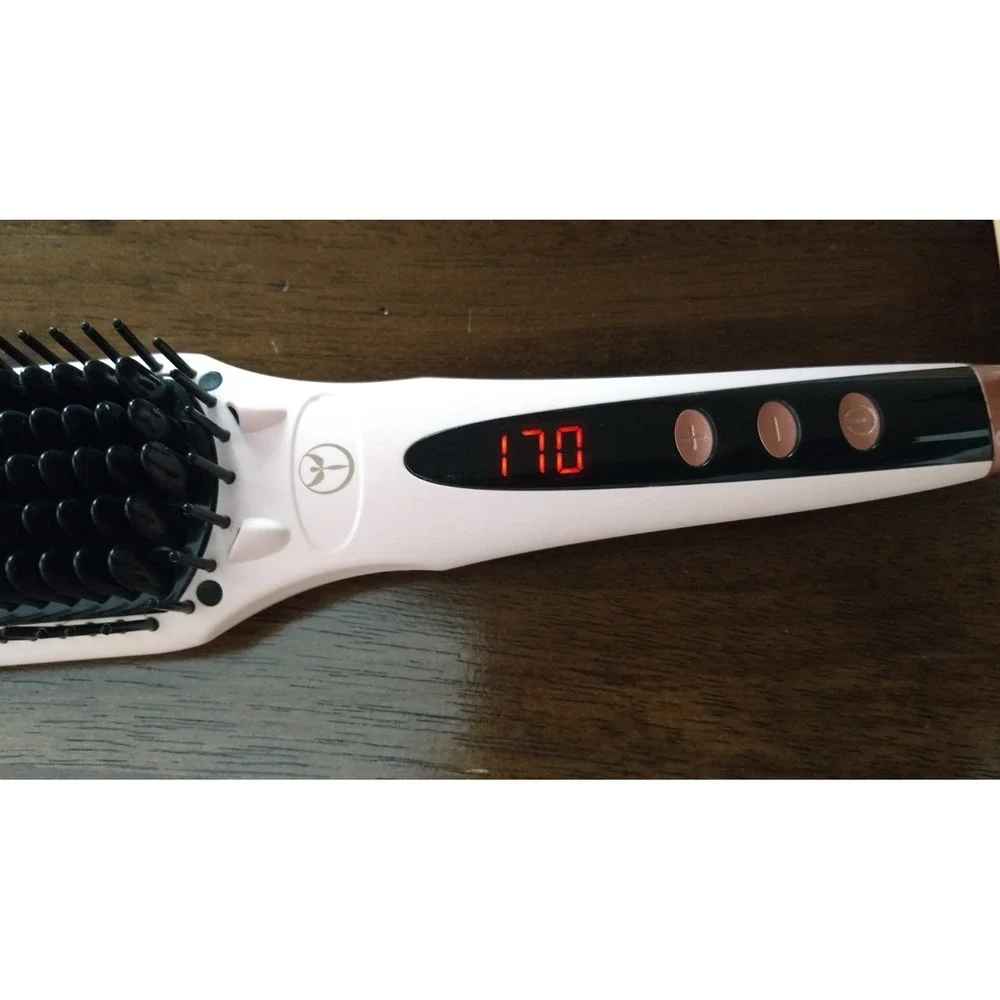 L'ange Hair‎ Straightening Brush Pink Ceramic Heated Styling Tool